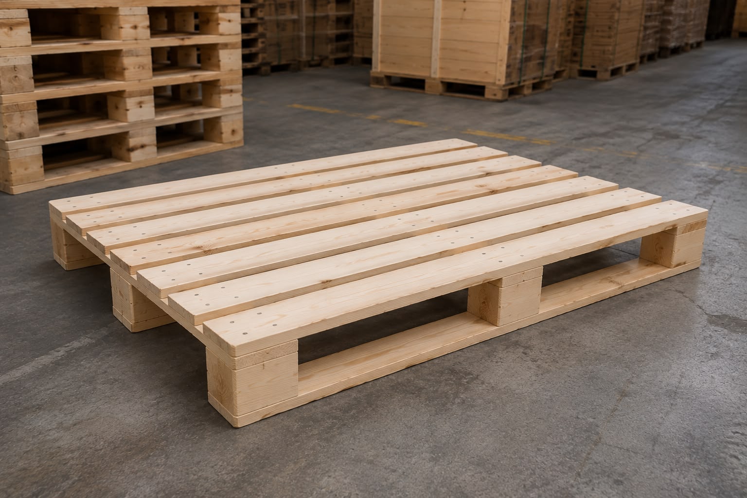 Pallet descartável de madeira clara